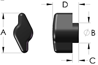 TH1 T-Knob Line Drawing